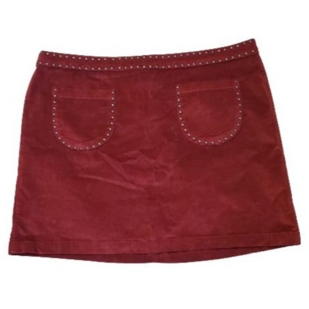 Mossimo Supply Co. Faux Suede Studded Mini Skirt Burgundy Women's Plus Size 18 - Picture 3 of 10